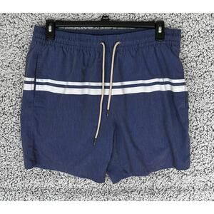 Fair Harbor Mens Swim Trunks Blue Striped Lined Board Shorts XXL